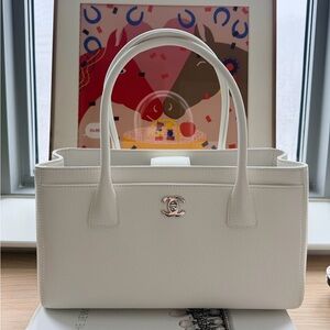 Chanel Small Executive Cerf White Tote Bag ｜ 100% Authentic